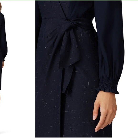 $475 Rebecca Taylor Navy Cross Hatch Wrap Dress women sizes 6, 10 - Picture 3 of 8